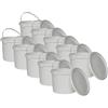 Nipter Secchio di plastica alimentare Nipter con coperchio, bianco, 5L x 10 pezzi