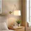 B·LED BARCELONA LED BARCELONA LED Applique da Parete ELBOW con Braccio Doppio Articolato in Alluminio Dorato e Paralume in Tessuto Beige - Lampada da Parete Grande Classica, Moderna e di Lusso per Camera