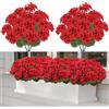 Fairblo 6 Pezzi Bouquet di Gerani Fiori Finti da Esterno Rossi Gerani Fiori Artificiali Realistici Fiore Finti in Seta Bouquet Fiore Artificiale per Decorazioni Balcone Patio Giardino