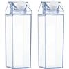 Fahibin 2 pcs Bottiglie in Cartone per Latte,bottiglie di acqua trasparenti riutilizzabili,Bottiglia per Il Latte Trasparente,500 ml, per picnic, campeggio, latte, succo d'arancia