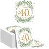 Tapufitil 80 Pezzi 40° Compleanno Tovaglioli, Pannolini di Carta Eucalipto Oro con Scintillio, 33x33cm Monouso per La Festa di Quarant'Anni Decorazioni