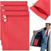 BENECREAT 3 tasca Laterale Da Cucire con Cerniera, Tasca Nascosta In Tela Da 20x12.5x0.2cm per Giacche, Felpe e Accessori Da Viaggio, Rosso