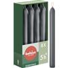 Bolsius Candele affusolate per cena - Antracite - Confezione da 8 - 17 cm - Lunga durata di 5 ore - Non profumate - Cera vegana naturale - antigoccia - senza olio di palma