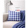 texpot Federa per cuscino 40 x 40 cm 20 mm a quadretti zip blu/bianco 100% cotone
