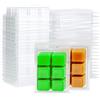 Gokelomg 100 Pacchetti di Stampi a Valvole di Ghisa di Quadrati, Vassoio Quadrato in Plastica Trasparente a 6 cavità per la Produzione di Candele e Sapone