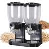GOEDCH 2 dispenser per cereali doppio: dispenser per alimenti da 4 l, dispenser trasparente per cereali con doppio fusto, dispenser ermetico, per cucina, dispensa cereali, caramelle, 41 x 19,5 x 34 cm