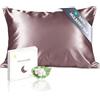 townssilk Federa seta cuscino,100% naturale seta di gelso 19momme,doppia faccia,benefica per capelli e pelle,ipoallergenica,cerniera nascosta,1 pz,50x50cm,Graypurple