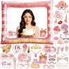 LMSHOWOWO 30 pz Photo Booth Compleanno 18 Anni, Oro Rosa Foto Props Accessori con Cornice Selfie Gonfiabile, Gadget 18 Anni, per Addobbi Festa Compleanno Donna