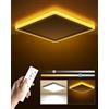 Matane Plafoniera LED dimmerabile 24W, lampada con telecomando, notte 2000K calda, pannello 3000K-6500K, per camera da letto, soggiorno, quadrato, bianco, 32x2,5cm