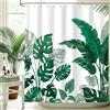 hometrixx Tenda Doccia Estate Tropicale 180 x 200 cm Foglia di Banana Palma Monstera Verde Scuro Poliestere Impermeabile Tenda Vasca da Bagno con 12 Ganci Lavabile in Lavatrice per Casa Hotel