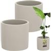 KOTARBAU® - Vaso da fiori in ceramica grande cilindrico etnico 1 pz. Vaso per fiori in ceramica con effetto cemento, piccoli sopravasi in ceramica, vaso per piante, grigio., ⌀ 23 cm