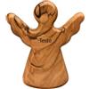 Kassis Geschenkartikel Angelo custode da tenere in mano in legno d'olivo - Portafortuna artigianale da Betlemme - Testo personalizzato