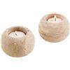 SPESHSTONES Portacandele in marmo in travertino da 10 cm, per regali, lumini da tè, candele, set di 2 per compleanni, matrimoni, tavoli da pranzo, centrotavola e decorazioni per San Valentino