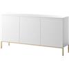 Selsey Cassettiera a 3 ante 77 x 150 cm su gambe dorate mobile portaoggetti per camera da letto bianco Bemmi, taglia unica