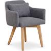 Menzzo lf5030lightgrey Gybson - Sedia/poltrona scandinava, in tessuto/legno, 58 x 58 x 70 cm, colore: Grigio chiaro