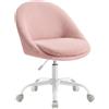 SONGMICS Sedia da Studio, Sedia Girevole di Peluche e PU, Poltrona da Scrivania Imbottita in Gommapiuma Regolabile in Altezza, Studio, Camera da Letto, Rosa Pastello OBG020R03