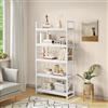 YITAHOME Libreria a 5 ripiani, grande libreria, scaffale in legno e struttura in metallo, scaffalatura industriale, scaffale portaoggetti da pavimento, per soggiorno, casa, ufficio, scaffali per libri