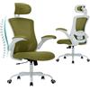 COLAMY Sedia da ufficio ergonomica, in rete con poggiatesta regolabile, sedia direzionale da ufficio con supporto lombare, chiusura inclinabile regolabile, colore: verde
