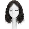 QRSTUVXZY Topper for capelli corti e ondulati da donna, parrucchino dall'aspetto naturale da 12 pollici, parrucca volumizzante for una copertura ottimale(Brown Black)