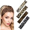 ZEXOWIJ 4 Pcs Bandeau Cheveux Femme, Antidérapant Bandeaux Mode pour Femmes Sport Headband Elastique Cheveux Serre Tete Femme Adapté Yoga Fitness Exercice (Lmprimé Leopard)