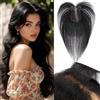 Benehair Toupet Capelli Donna Veri con Clip 7x11cm French Frangia Clip Capelli Veri Fatto a Mano Extension Clip Capello Naturali con Frangia, 14g 28CM Nero Naturale #1B