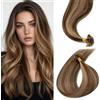 Benehair Extension Capelli Veri Cheratina Marrone e Biondo Scuro U-tip Hair Extension Cheratina Capelli Veri Umani Lisci Remy Keratina Invisibile 25 ciocche 35cm