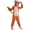 Wizland Kids Monkey Onesie Costume Set,Monkey Jumpsuit con coda,One Piece Animal Costume Outfit per ragazzi e ragazze unisex 8-10