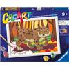 Ravensburger CreArt: Lince nel bosco - Dipingere con i Numeri per Bambini 9+ Anni, Kit Pittura con Tavole, Cornice, Pennello e Colori Inclusi, 25 x 18,30 cm, Idee Regalo