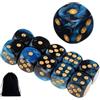 IBXWMNG 10 PCS Dadi Da Gioco,Set dadi, Dice set Da Gioco,16mm D6 Dado Acrilici, D6 a 6 Lati, Colori Nero-Blu, con Borsa di Stoffa, per Giochi da Tavolo,Ruolo,Tavolo,Lezioni di Matematica