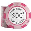 Bullets Playing Cards, Clay, 25 chip da poker Carmela per set da poker, valore 500-14 g, diametro 4 cm, colore rosa/rosa