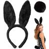 CHONGQILAO Cerchietto Orecchie Coniglio Peluche, Fascia Capelli Orecchie da Coniglio Peluche, Coda Coniglietta, Accessori per Costume da Coniglietto per Pasqua, Carnevale, Compleanno, Cosplay