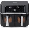 SWISS HAUS - Friggitrice ad aria a doppio cestello della collezione Basel Premium - 10 programmi, cottura sincronizzata, 3100W - 9L (4,5Lx2) - Nero SH-AF2309