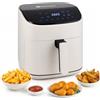 M mimotec - Friggitrice ad Aria White Sara Touch 6,5L, senza Olio, 1600W, 8 Menu Digitali, Display Touch, Funzione Grill, Timer Regolabile, Temperatura 80-200°C, Cucina Facile e Sana