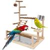 DWIKRYT Parco giochi per pappagalli, parco giochi per uccelli, supporto per pappagalli in legno, con coppa alimentatore, altalena, 37 x 26 x 45 cm, parco giochi da appendere per uccelli di piccole e medie