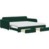 vidaXL Letto da giorno allungabile con cassetti verde scuro 100x200 cm in velluto