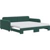 vidaXL Letto da giorno allungabile con materassi verde scuro 100x200 cm in velluto