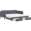 vidaXL Letto da giorno allungabile con cassetti grigio scuro 100x200 cm in velluto
