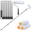 Thryvix Confezione da 3 Rulli per Pittura, Con Asta Telescopica Ispessita, Manico Antiscivolo In Acciaio Inox e Alluminio, per Pareti, Soffitti e Ristrutturazione Domestica, Senza Scala