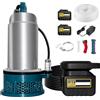 TECKZOON Pompa Sommersa a Batteria, 5000 L/H Pompa Dell'acqua Senza Fili con Tubo da 10m, Cavo di Collegamento da 5m, Batteria da 21V e Caricabatteria, per Piscina, Letto ad Acqua, Irrigazione del Giardino