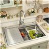 JUNFUNNLE Lavello Cucina 1 Vasca 70x50cm, Grande lavabo cucina in Acciaio Inox 304, Lavabo Cucina Con 3 Fori, Lavelli da Cucina Con Gocciolatoio, Sifone e Set di Drenaggio, Kitchen Sink