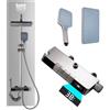 INEX EUROPA Colonna Doccia Termostatica con Display Digitale - Colonna Bagno Nero Grigio Titanio Altezza Regolabile - Doccia a Cascata e Getto Concentrato - Installazione Facile con 4 Funzioni