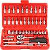 MAGIC SELECT Set Chiavi a Bussola 46 Pezzi 1/4 con Cricchetto, Kit Utensili in Acciaio Cromo Vanadio con Inserti, Prolunghe e Valigetta Rigida per Auto, Moto, Bici e Fai da Te