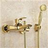 Gx Rubinetto Vasca Bagno Con Doccetta Ottone Monocomando Rubinetto Miscelatore Vasca A Parete Con Supporto E Tubo Da 150Cm, Oro