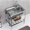 HDZNDH Lavatoio In Acciaio Inox,Lavello Cucina 1 Vasca,Lavandino Commerciale Professionale Con Rubinetto,Staffa,Lavabo Da Esterno A Libera Installazione,per Lavanderia Cortile Garage