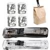 Generico 2pcs Portable Binder Clip Stapler, Includes 200 Reusable Clips, Handheld Paper Clam Clip Dispenser Large Size, Mini Push Stapler Clamp Staplers