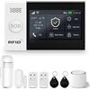 XNY Schermo Tattile Completo Allarme Casa Senza Fili WiFi GSM, Allarme Casa con Sirena, Antifurto Casa Wireless con Avviso APP, 8 Pezzi: Sensore di movimento, Sensore per Porte e Finestre, Telecomando