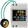 KETOTEK Contatore di energia Monofase, 2 Canali - Misuratore Consumo Elettrico su guida DIN AC40-300V con 2 CT da 100A, LCD a Colori, Reset e Memorizzazione Dati