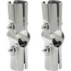 Rierdge 2 set di morsetti per tubi da 25 mm, in acciaio inox, per giunzioni a catena per recinzioni, 3 vie a croce in metallo, raccordi angolari