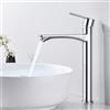 HOMELODY Rubinetto per lavabo alto, cromato, senza piombo, con beccuccio, altezza 250 mm, miscelatore monocomando per lavabo da appoggio, rubinetto da bagno per lavabo