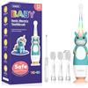 YUNCHI Spazzolino elettrico per bambini da 0 a 6 anni in silicone Sonic con luce LED timer, 4 spazzole morbide YC-K3 (unicorno verde)